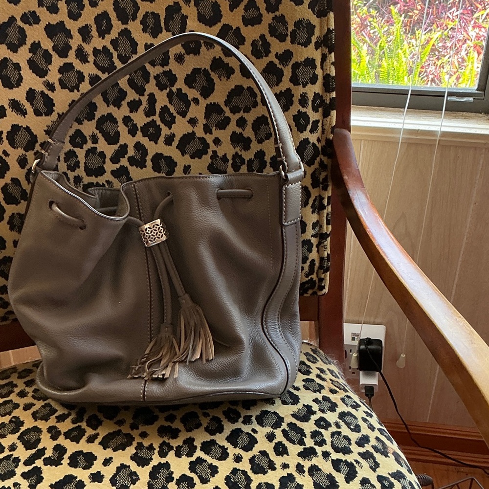 Brighton Gray Leather Hobo Bag
